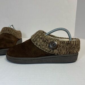 Clarks Brown Knit‎ Cuff Slippers Size 6 M